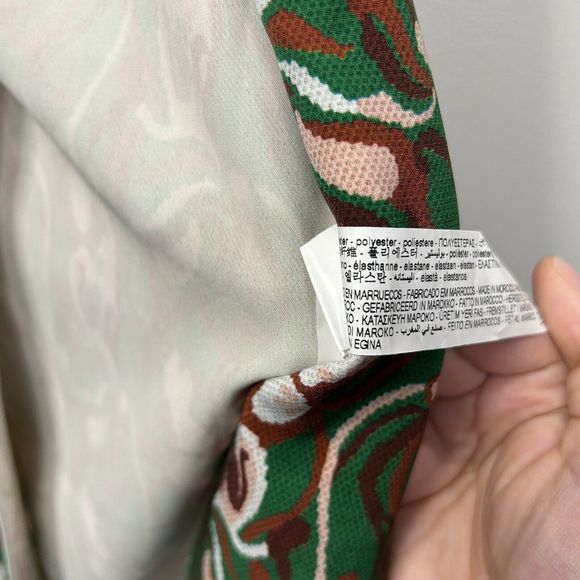 Zara Green Paisley Print Long Sleeve Mock Neck Side Slit Midi Dress XXL Blogger - Picture 7 of 14
